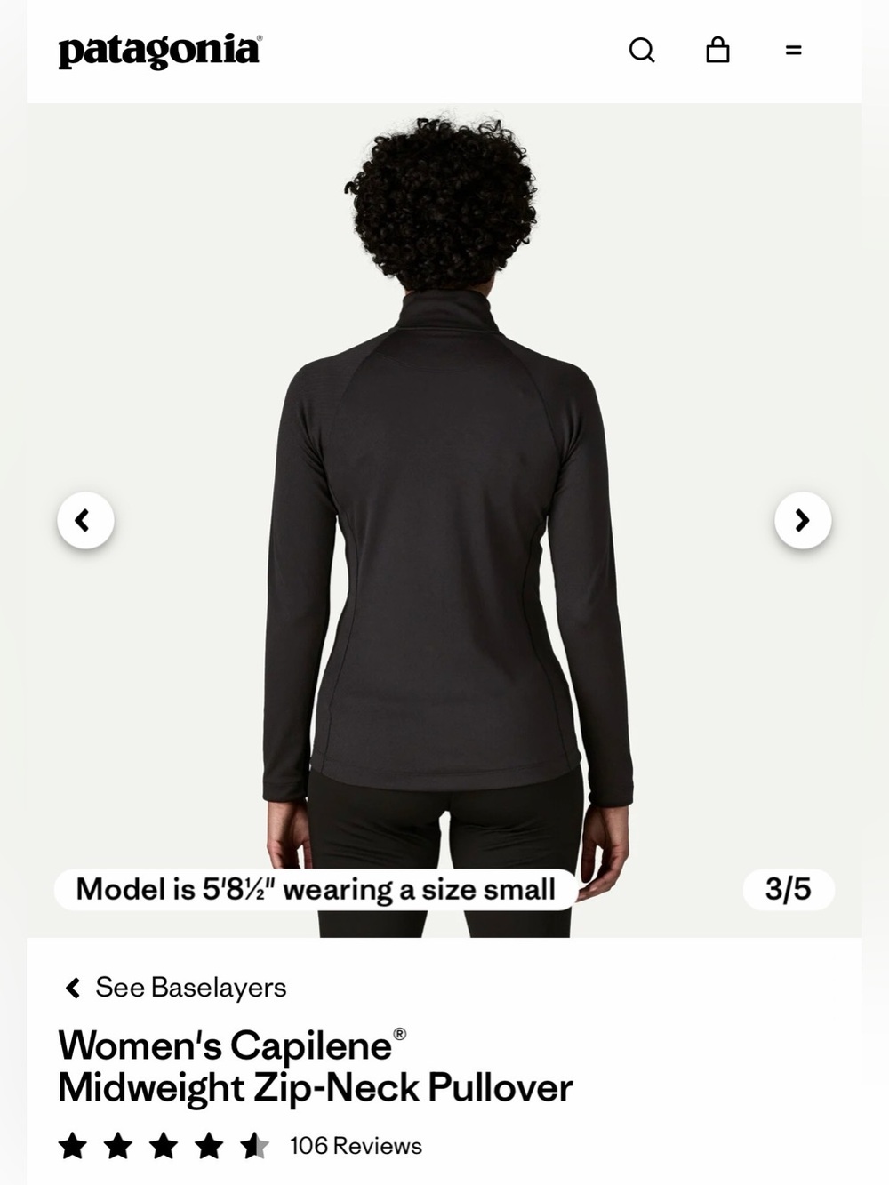 Women's Patagonia Capilene Midweight Zip-Neck Pullover. Small. Like New. - Picture 3 of 7